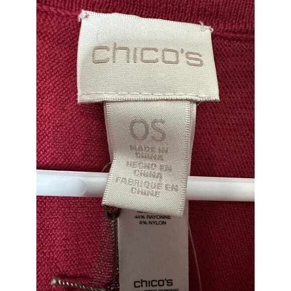 Chico’s Shadow Stripe Ruana Covering Shawl Kimono In Red One Size - Picture 4 of 7